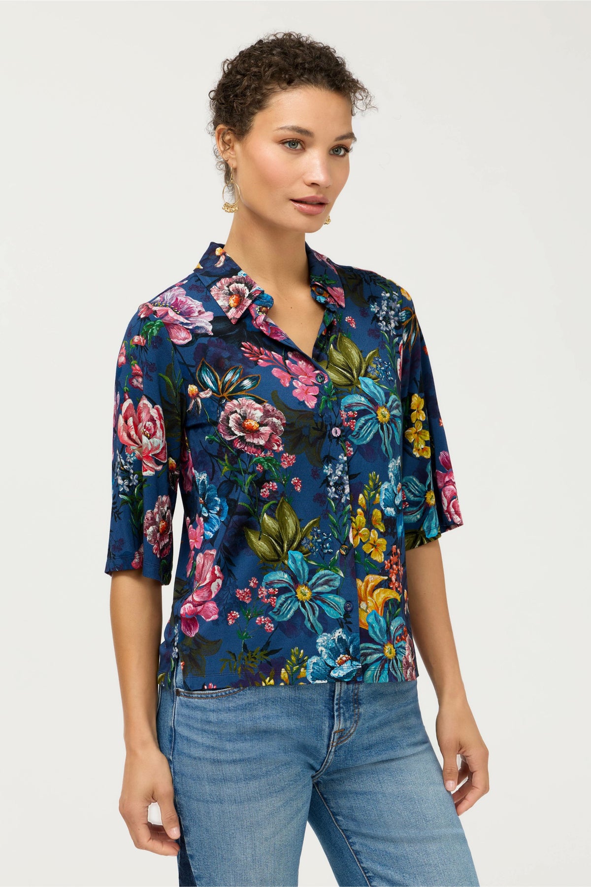 THE JANIE FAVORITE KIMONO SLEEVE BUTTON FRONT TOP - Johnny Was Best Seller