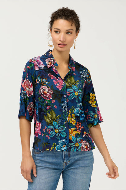 THE JANIE FAVORITE KIMONO SLEEVE BUTTON FRONT TOP - Johnny Was Best Seller
