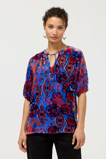 MARGOT SHORT SLEEVE BLOUSE - Johnny Was Exclusive