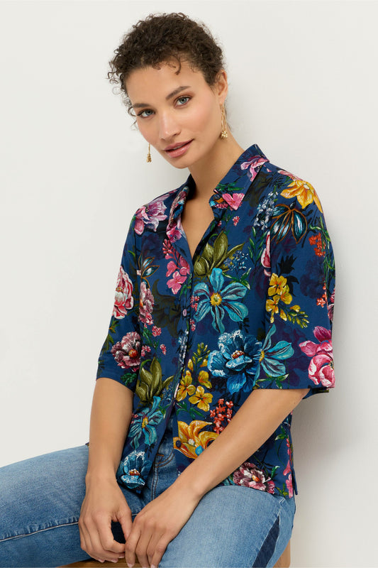 THE JANIE FAVORITE KIMONO SLEEVE BUTTON FRONT TOP - Johnny Was Exclusive