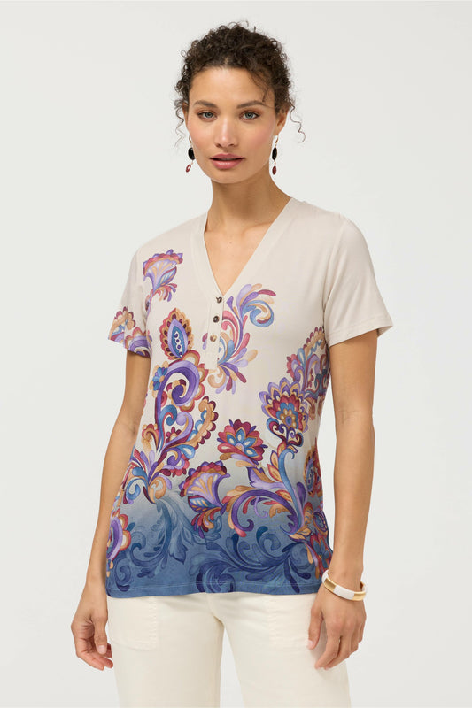 THE JANIE FAVORITE BUTTON NECK TEE - Johnny Was New