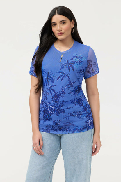 ELEANOR SHORT SLEEVE MESH TEE - Johnny Was Exclusive