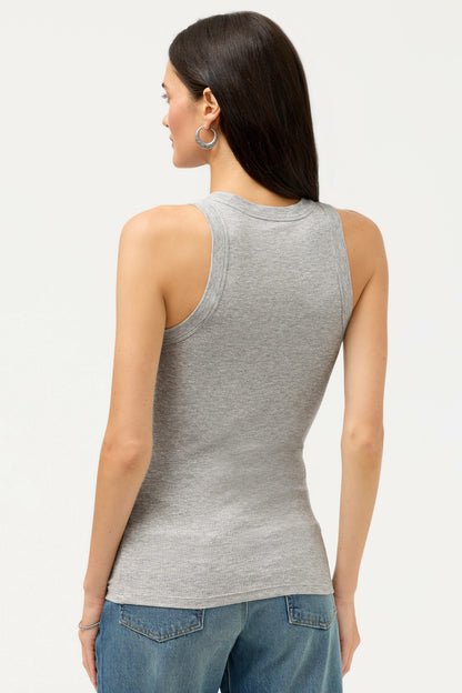 ESSENTIALS METALLIC BABY RIB CREWNECK TANK - Johnny Was Popular
