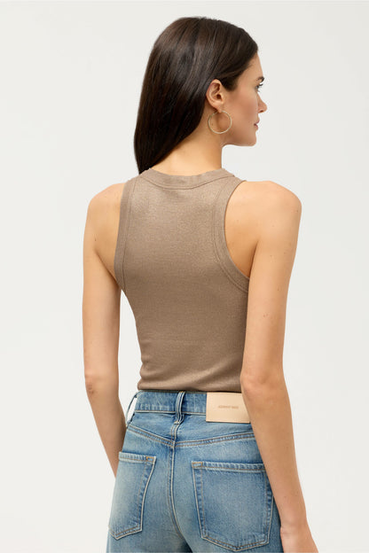 ESSENTIALS METALLIC BABY RIB CREWNECK TANK - Johnny Was Best Seller