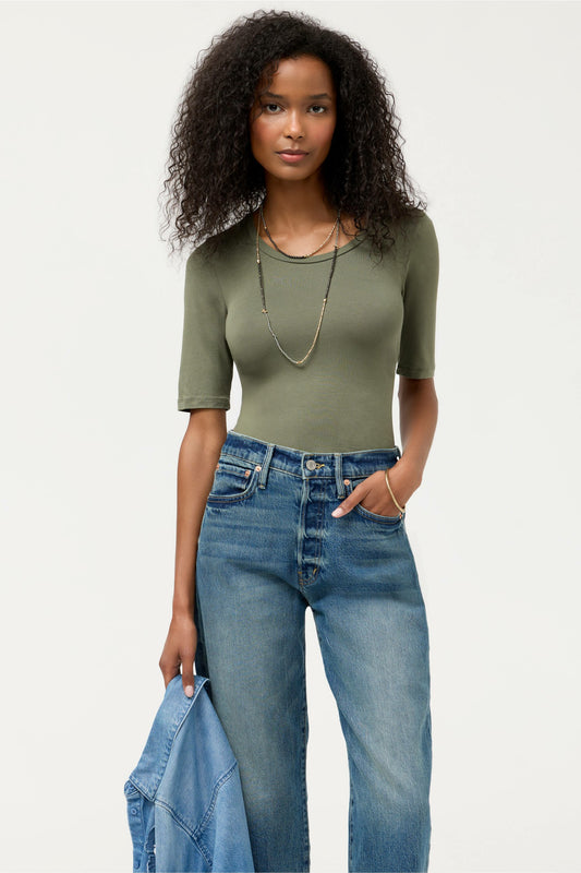 ESSENTIALS ELBOW SLEEVE SCOOP NECK - Johnny Was Signature