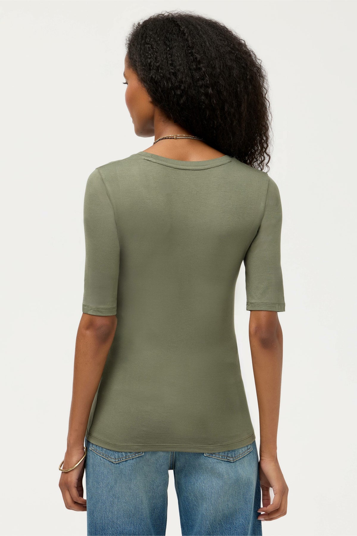ESSENTIALS ELBOW SLEEVE SCOOP NECK - Johnny Was Signature