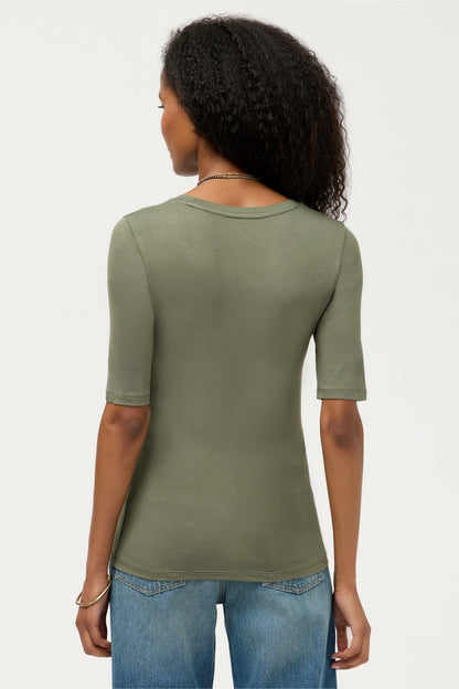ESSENTIALS ELBOW SLEEVE SCOOP NECK - Johnny Was Signature