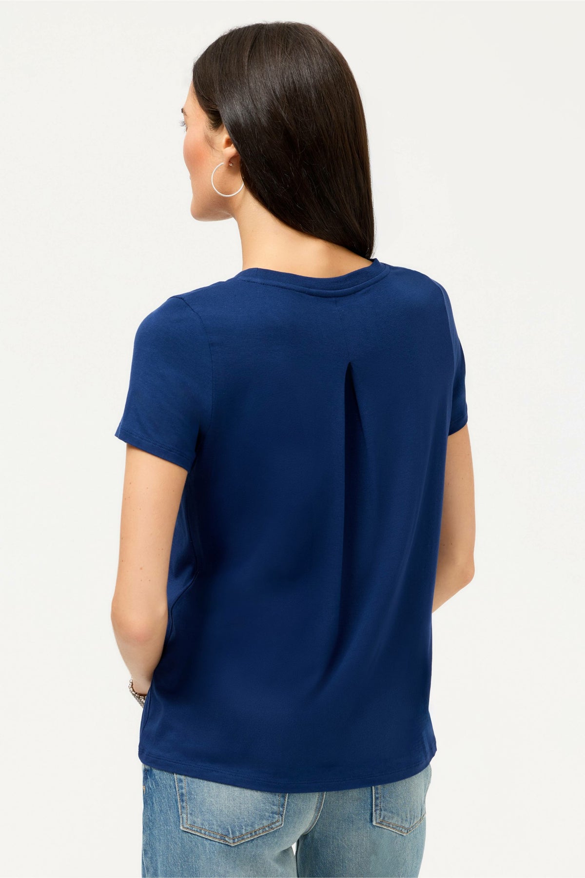 ESSENTIALS SHORT SLEEVE PLEAT BACK CREW NECK - Johnny Was Popular