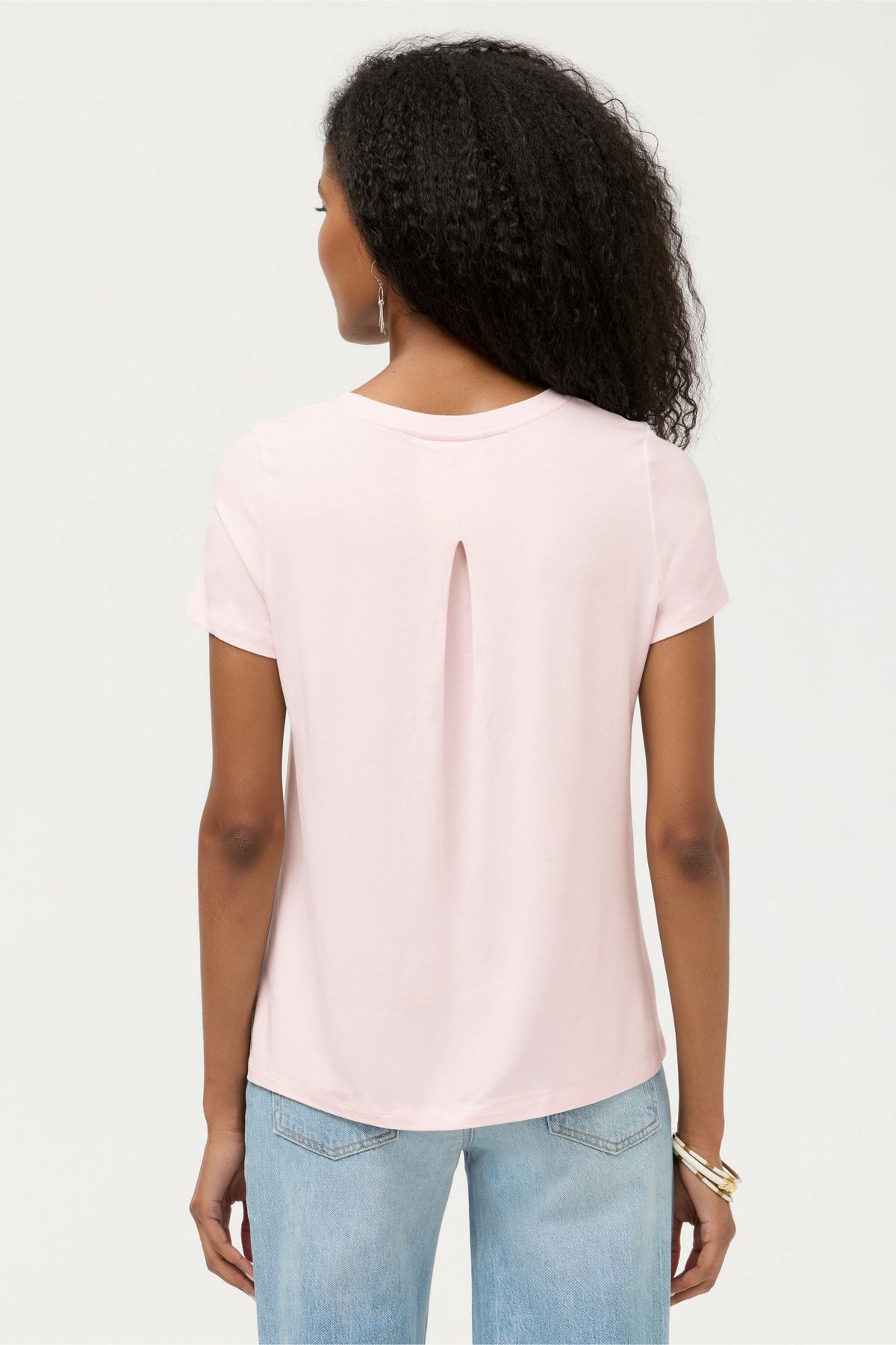 ESSENTIALS SHORT SLEEVE PLEAT BACK CREW NECK - Johnny Was Trending