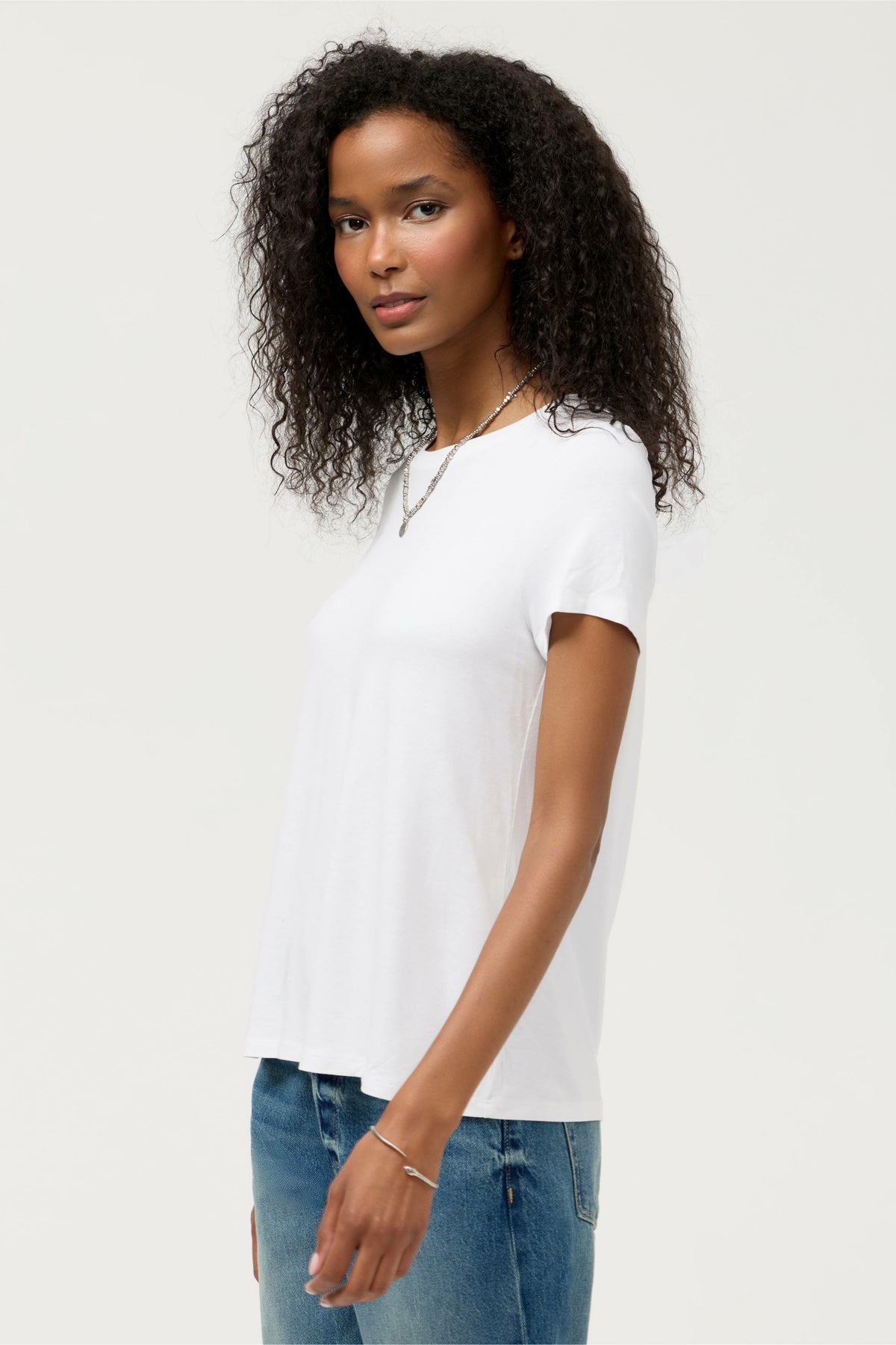 ESSENTIALS SHORT SLEEVE PLEAT BACK CREW NECK - Johnny Was Best Seller