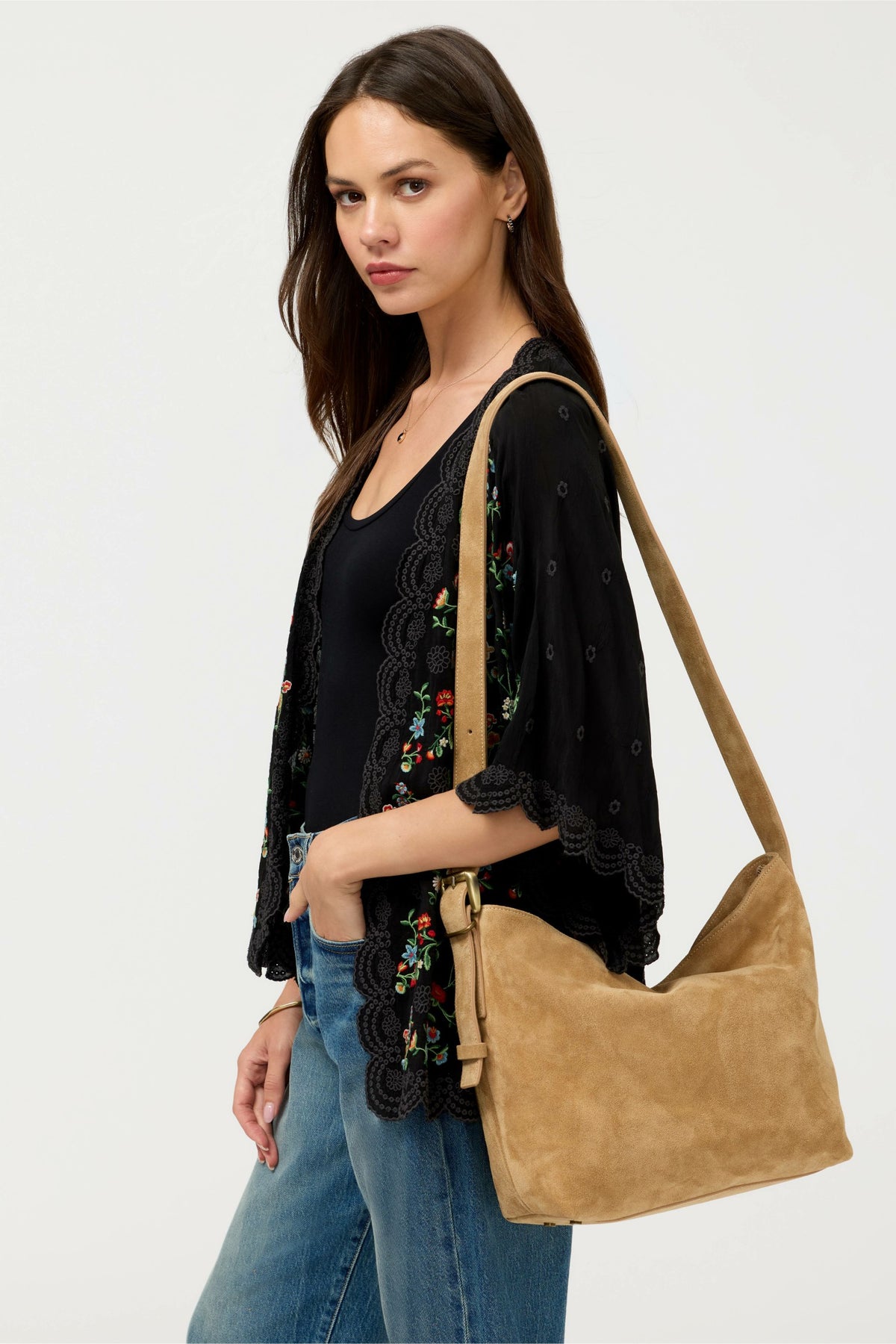 ITALIAN SUEDE CROSSBODY BUCKET BAG - Johnny Was Trending