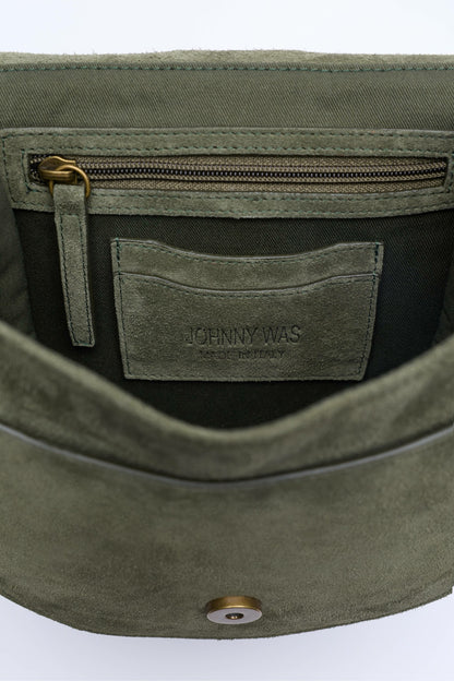ITALIAN SUEDE BUCKLE SADDLE BAG - Johnny Was Recommended