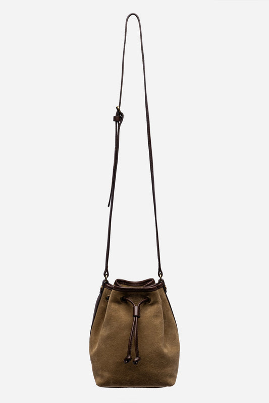 ITALIAN SUEDE CONTRAST TRIM BUCKET BAG - Johnny Was Exclusive