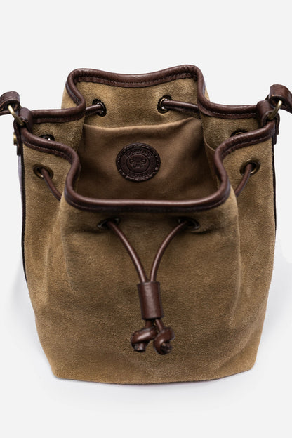 ITALIAN SUEDE CONTRAST TRIM BUCKET BAG - Johnny Was Exclusive