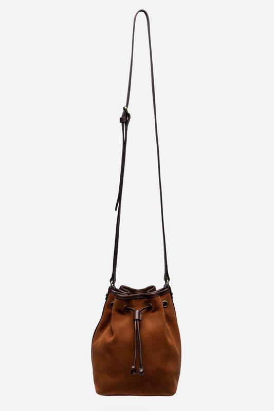ITALIAN SUEDE CONTRAST TRIM BUCKET BAG - Johnny Was Signature