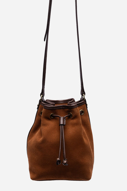 ITALIAN SUEDE CONTRAST TRIM BUCKET BAG - Johnny Was Signature