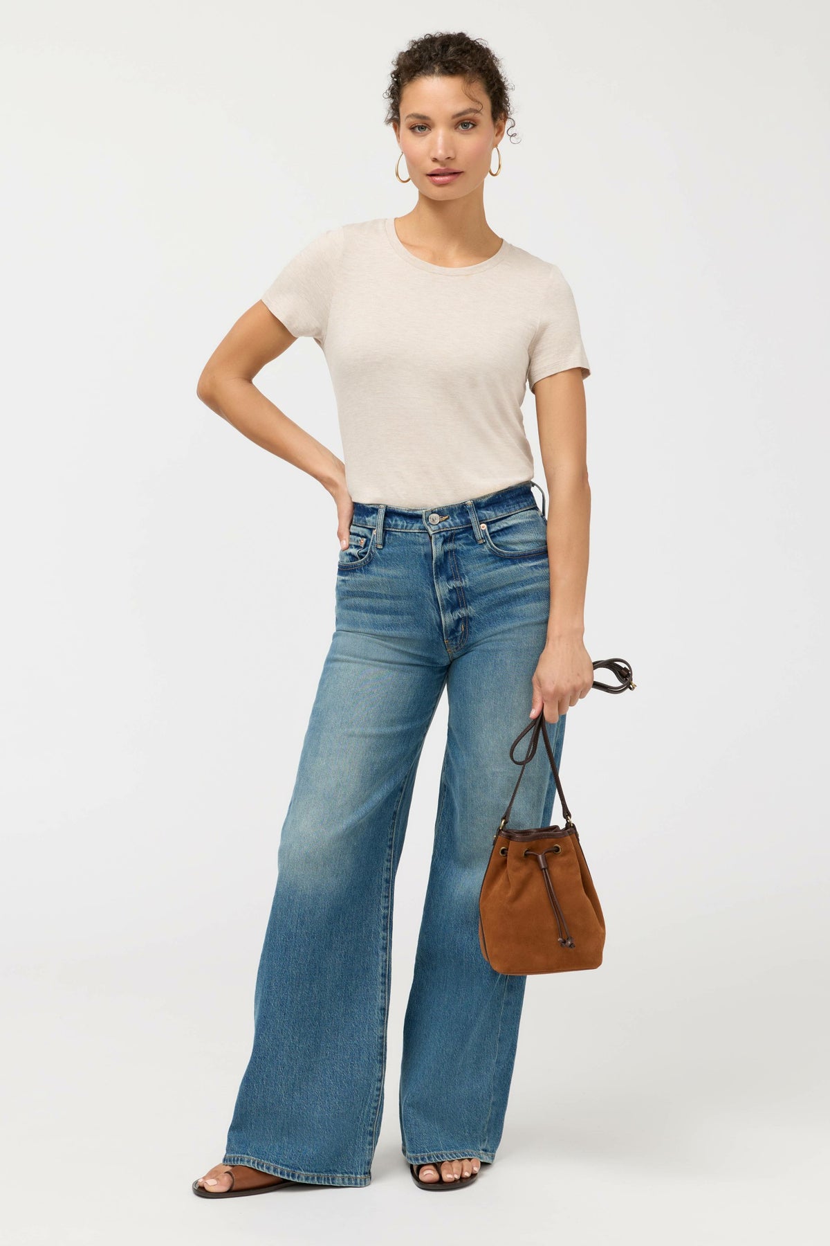 ITALIAN SUEDE CONTRAST TRIM BUCKET BAG - Johnny Was Signature