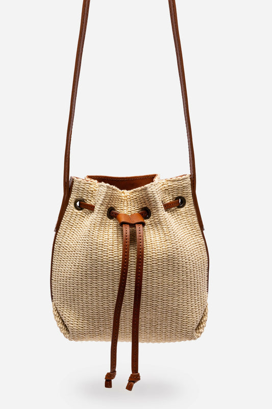 ITALIAN RAFFIA CROSSBODY BUCKET BAG - Johnny Was Exclusive