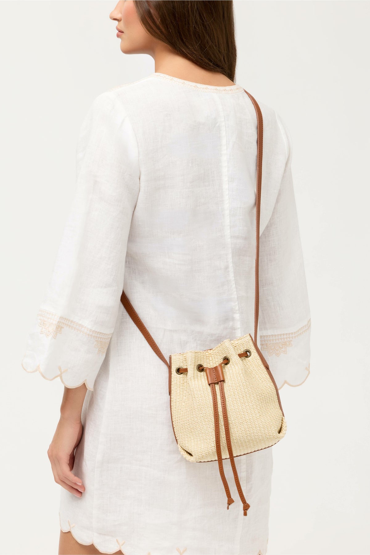 ITALIAN RAFFIA CROSSBODY BUCKET BAG - Johnny Was Exclusive