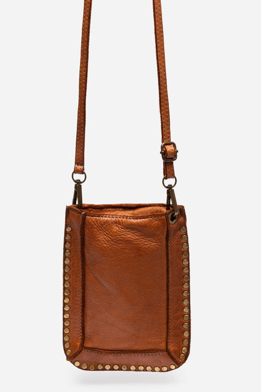 ITALIAN LEATHER STUDDED CELL PHONE CROSSBODY - Johnny Was New
