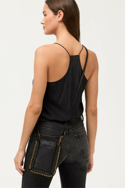 ITALIAN LEATHER STUDDED CELL PHONE CROSSBODY - Johnny Was Featured
