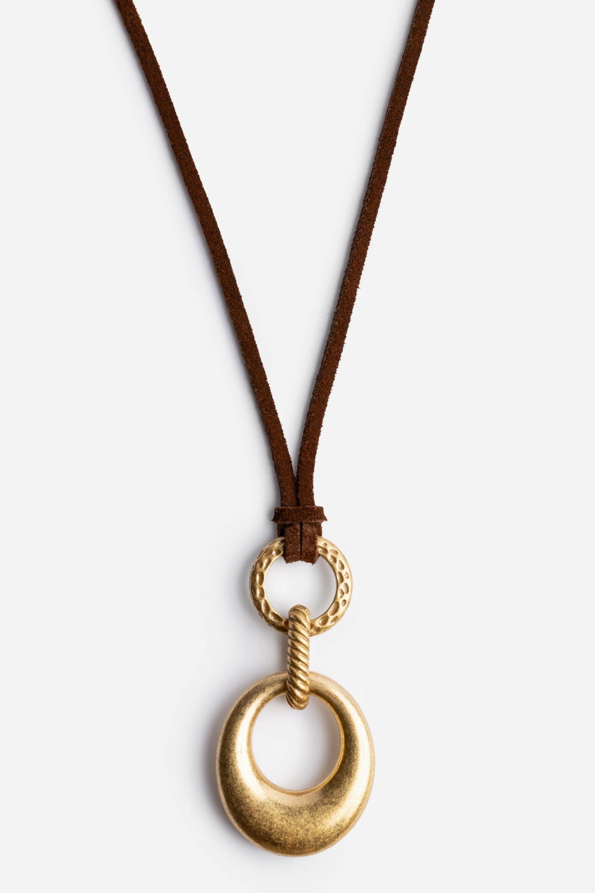 SUEDE RINGS PENDANT NECKLACE - Johnny Was Best Seller
