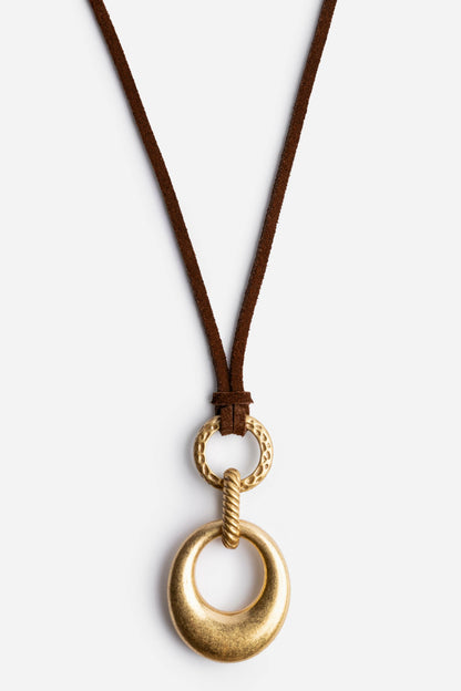 SUEDE RINGS PENDANT NECKLACE - Johnny Was Best Seller