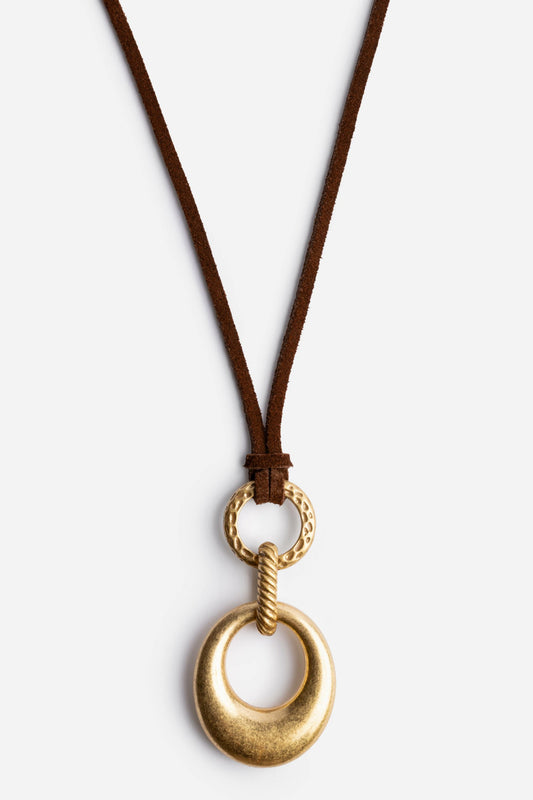 SUEDE RINGS PENDANT NECKLACE - Johnny Was Best Seller