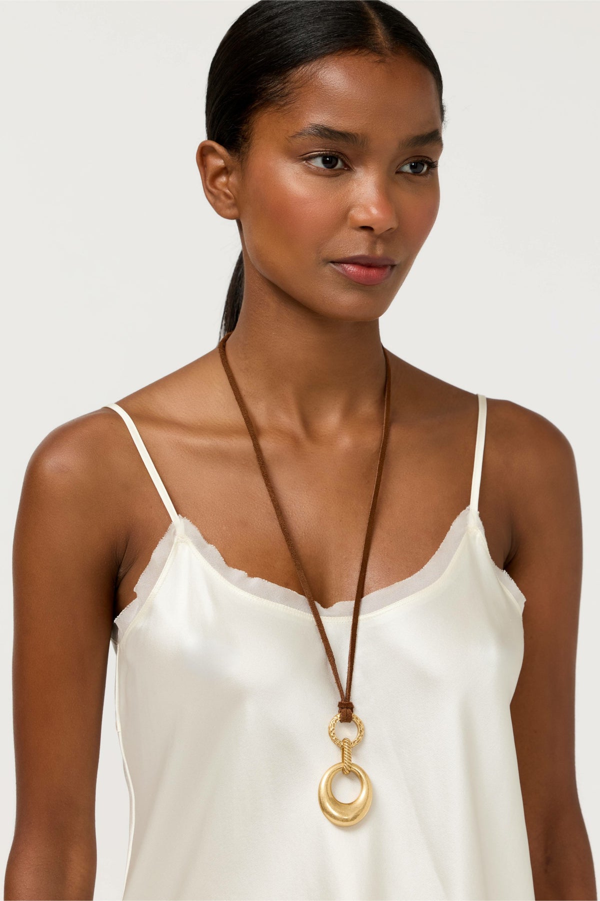 SUEDE RINGS PENDANT NECKLACE - Johnny Was Best Seller