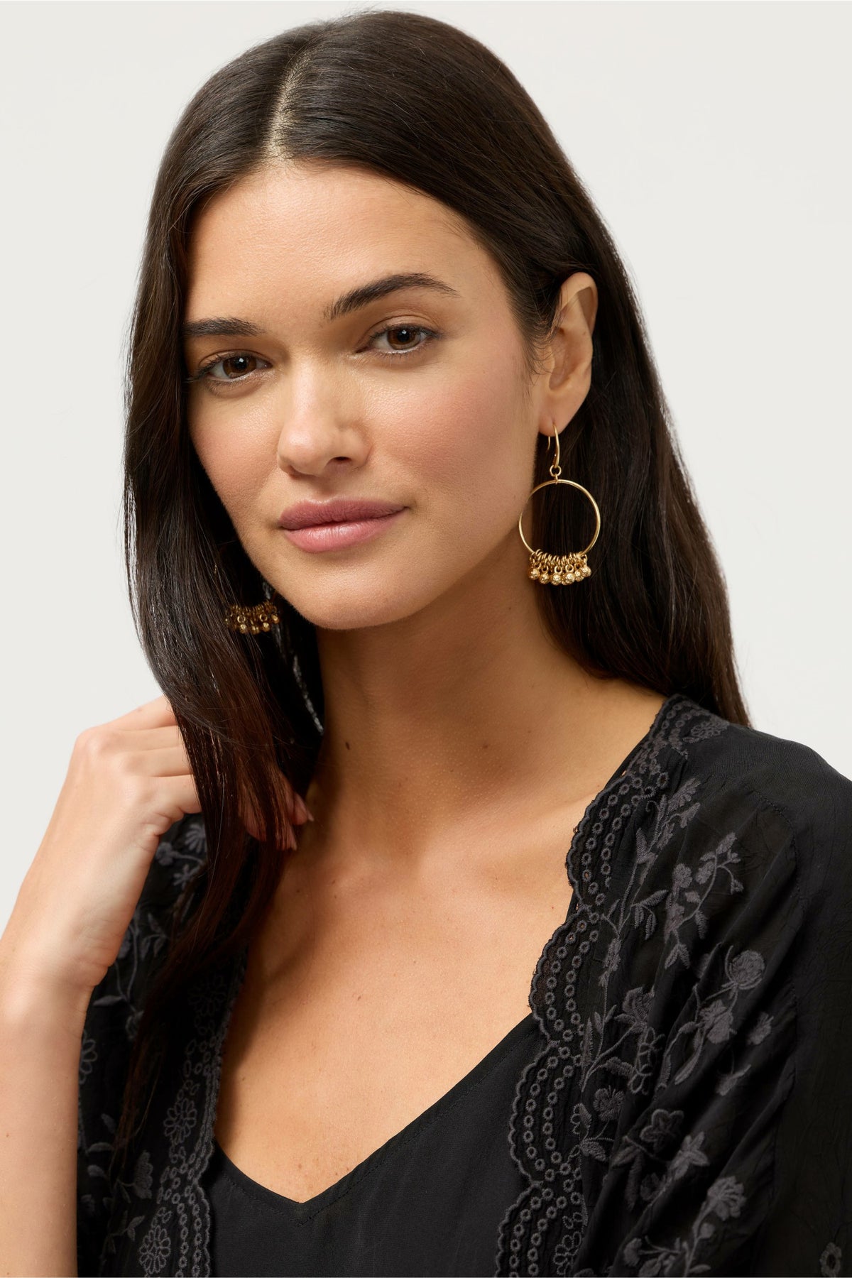 HOOP EARRINGS WITH FLOATING RINGS - Johnny Was Best Seller