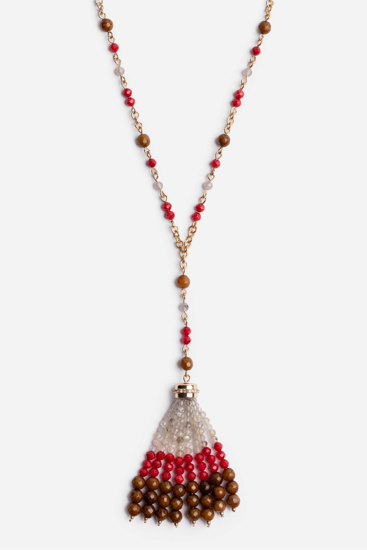 SEMIPRECIOUS BEADED NECKLACE WITH TASSEL - Johnny Was Recommended