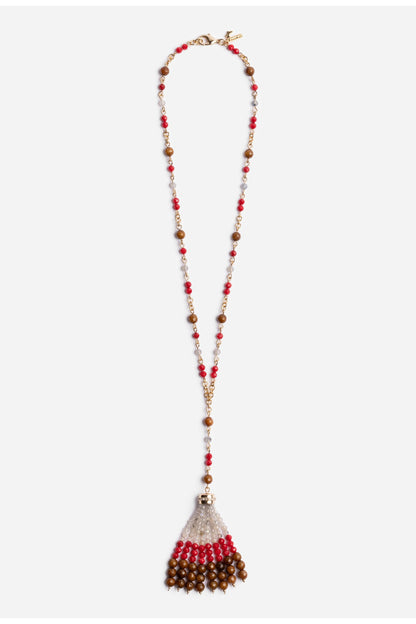 SEMIPRECIOUS BEADED NECKLACE WITH TASSEL - Johnny Was Recommended