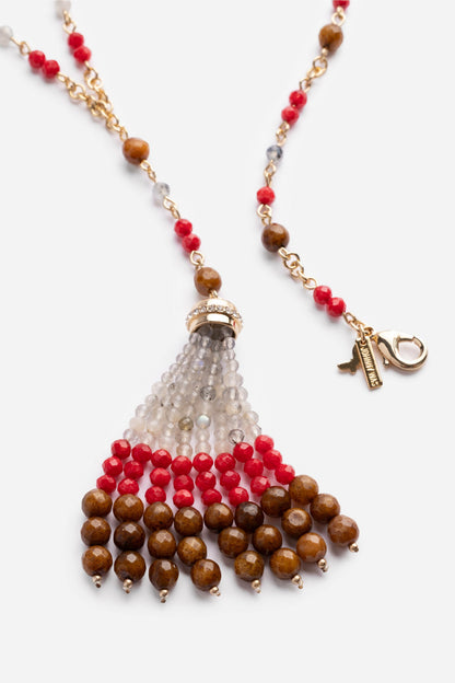 SEMIPRECIOUS BEADED NECKLACE WITH TASSEL - Johnny Was Recommended