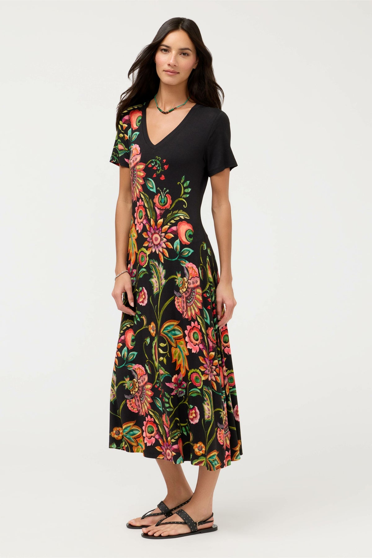THE JANIE FAVORITE V-NECK CAP SLEEVE DRESS - Johnny Was Best Seller