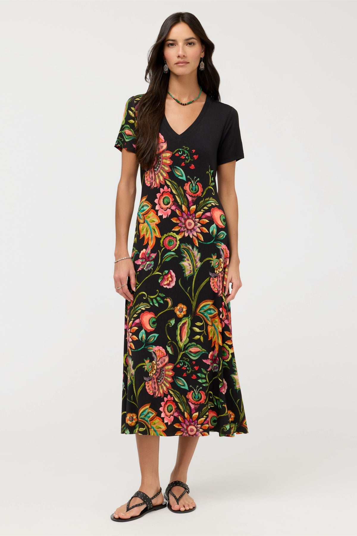 THE JANIE FAVORITE V-NECK CAP SLEEVE DRESS - Johnny Was Best Seller