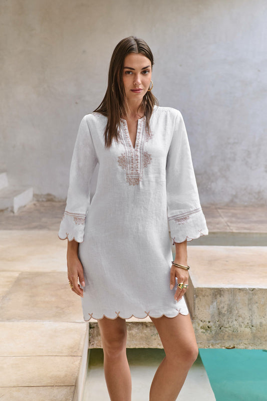 LINEN SCALLOP DRESS - Johnny Was New