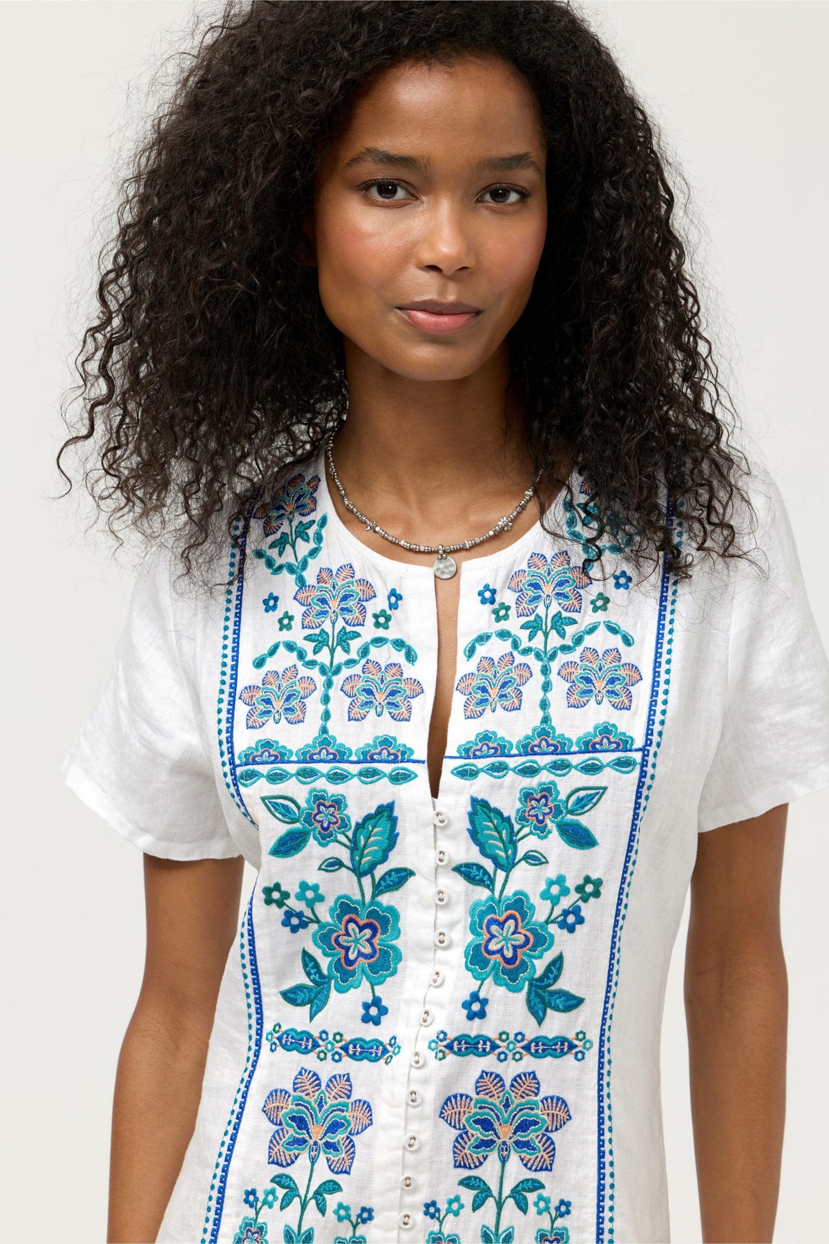 BUTTON FRONT LINEN DRESS - Johnny Was Best Seller