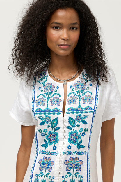 BUTTON FRONT LINEN DRESS - Johnny Was Best Seller