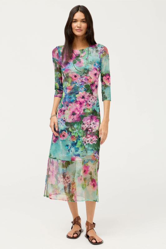 3/4 SLEEVE TULUS MESH MIDI DRESS - Johnny Was Recommended