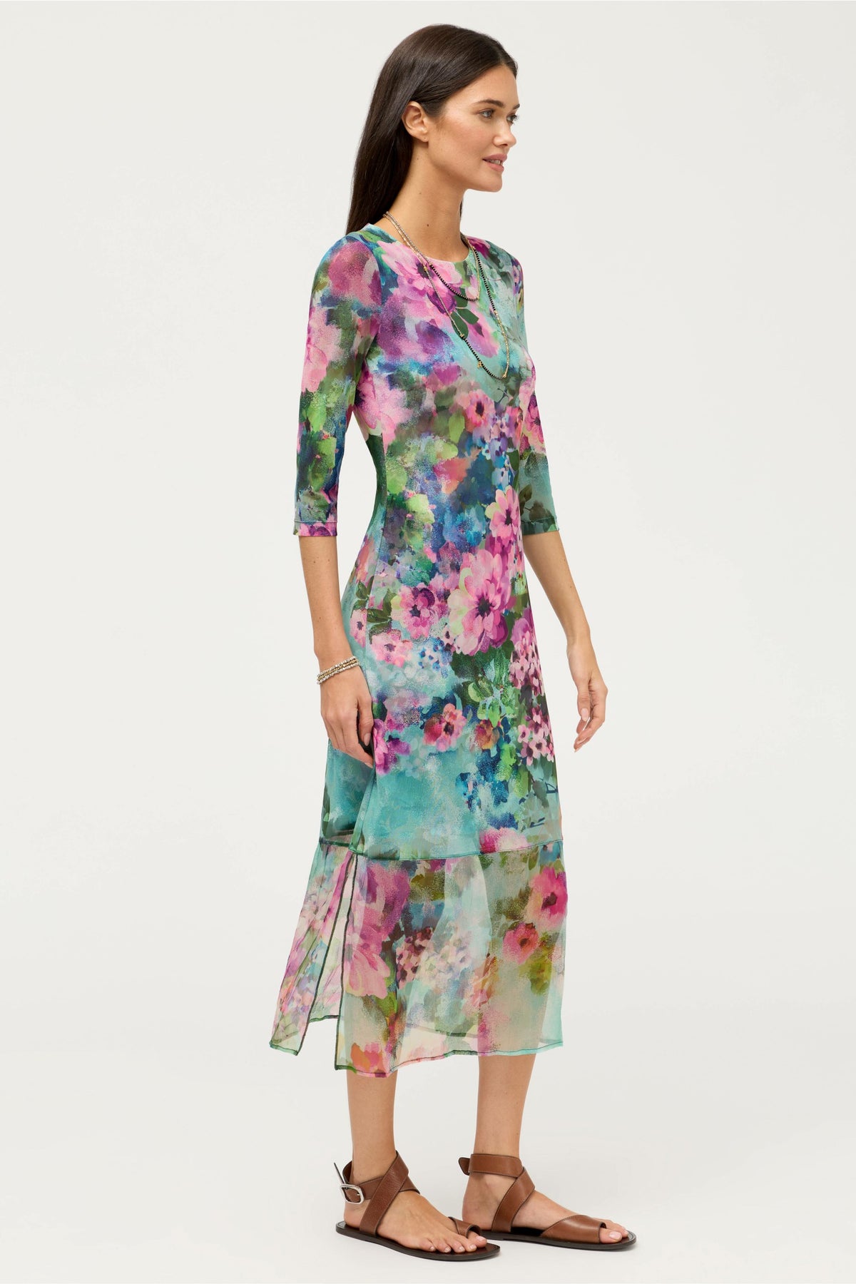3/4 SLEEVE TULUS MESH MIDI DRESS - Johnny Was Recommended