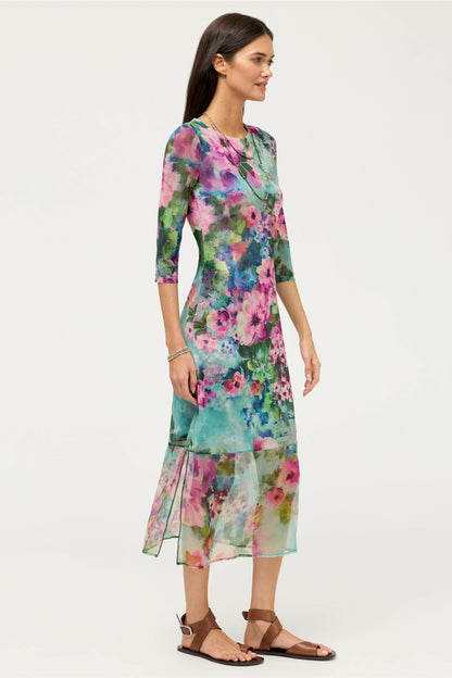 3/4 SLEEVE TULUS MESH MIDI DRESS - Johnny Was Recommended