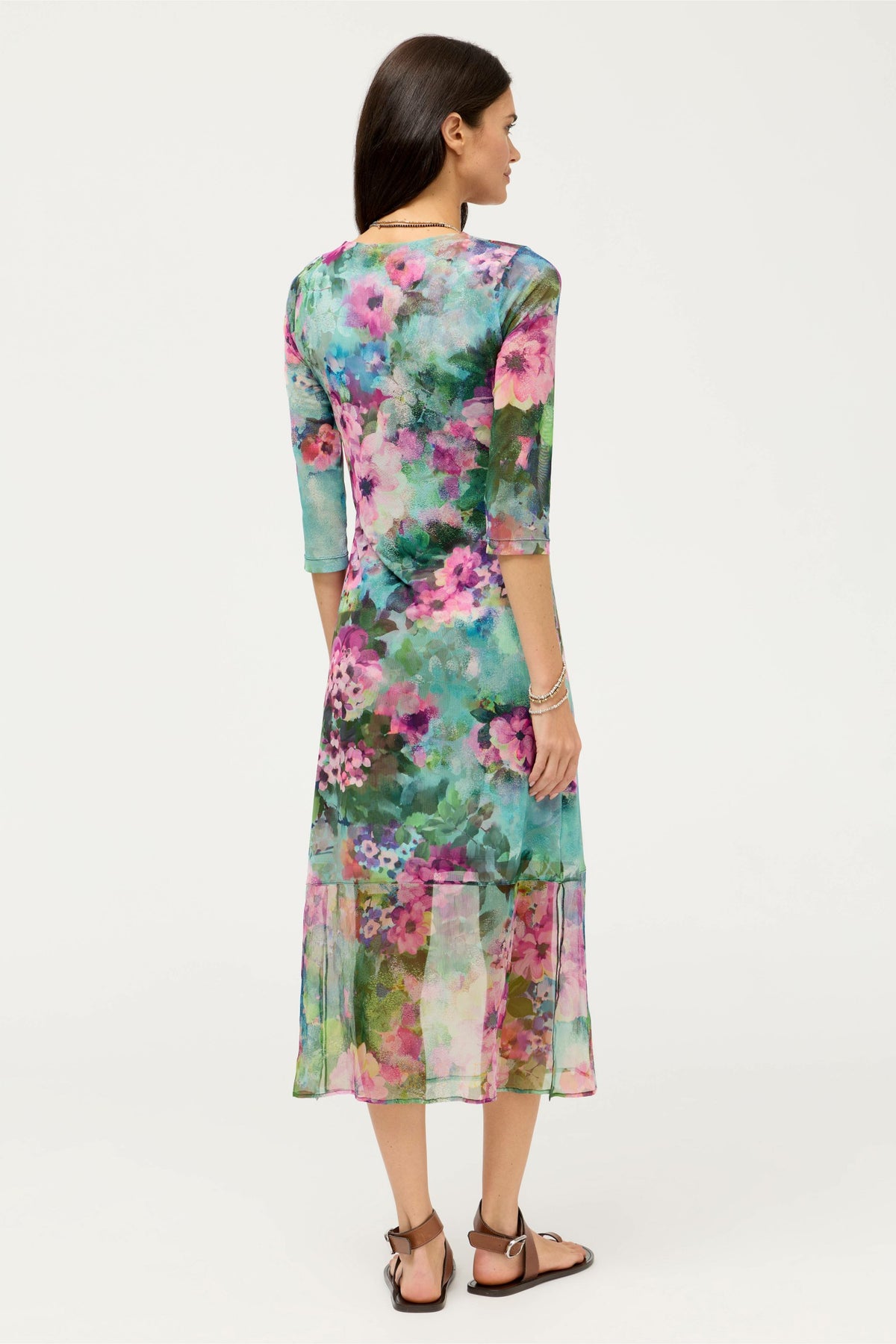 3/4 SLEEVE TULUS MESH MIDI DRESS - Johnny Was Recommended