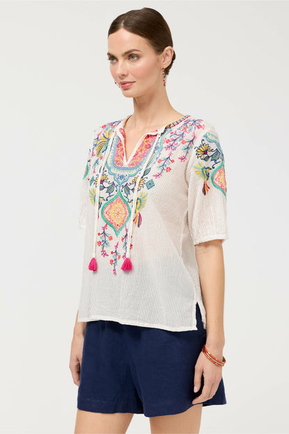 MARGOT SHORT SLEEVE BLOUSE - Johnny Was Trending