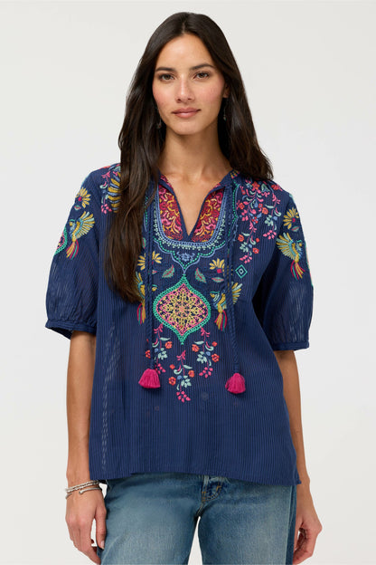 MARGOT SHORT SLEEVE BLOUSE - Johnny Was Signature