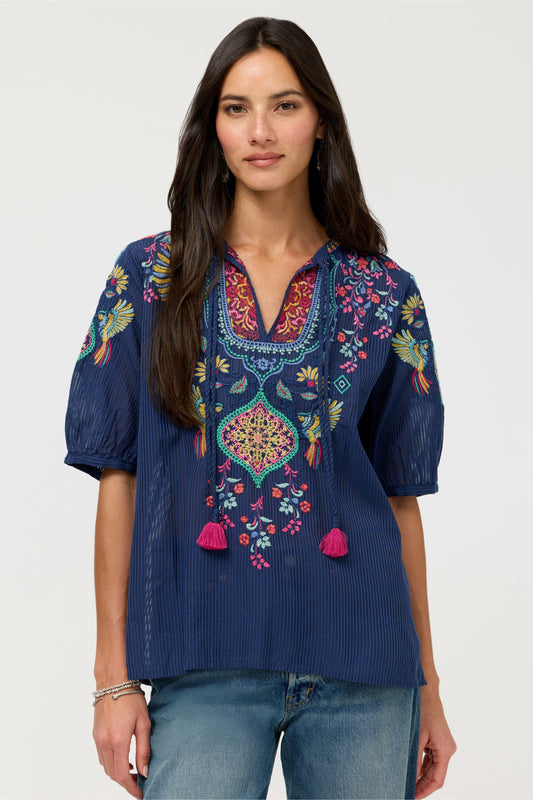 MARGOT SHORT SLEEVE BLOUSE - Johnny Was Signature