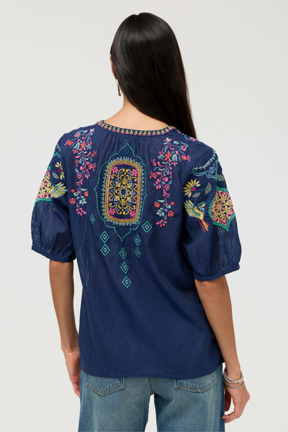 MARGOT SHORT SLEEVE BLOUSE - Johnny Was Signature
