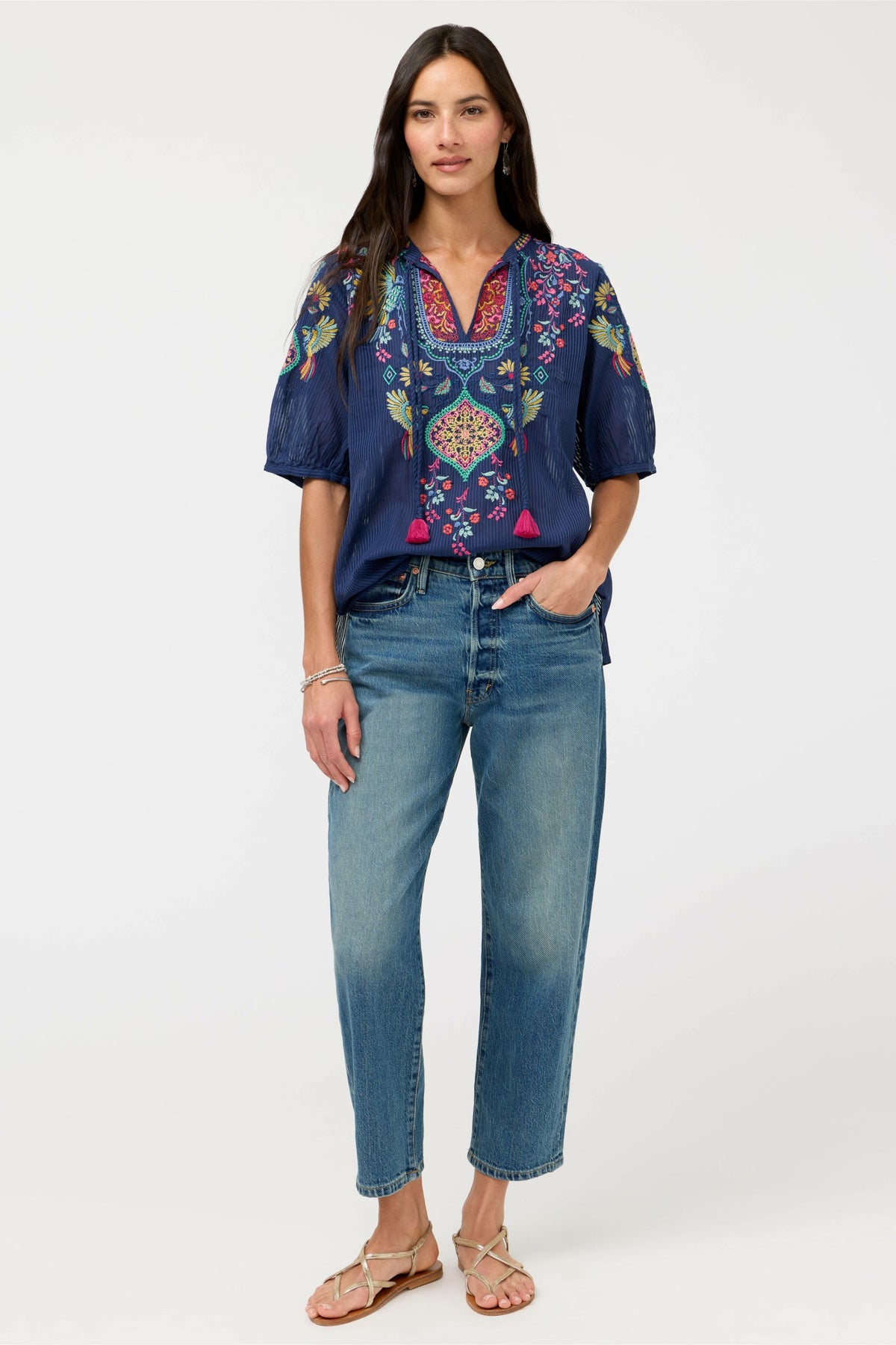 MARGOT SHORT SLEEVE BLOUSE - Johnny Was Signature