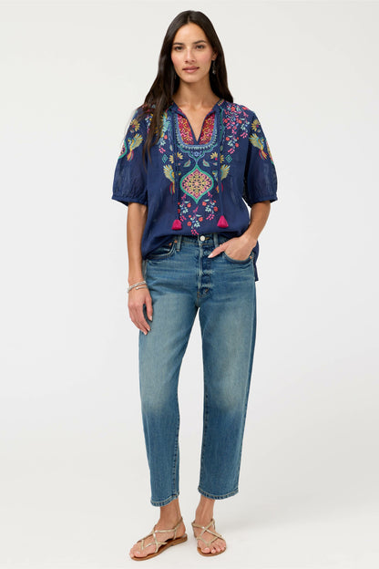 MARGOT SHORT SLEEVE BLOUSE - Johnny Was Signature