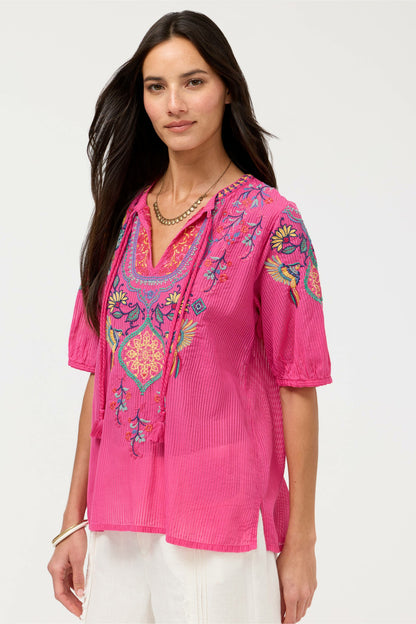 MARGOT SHORT SLEEVE BLOUSE - Johnny Was New