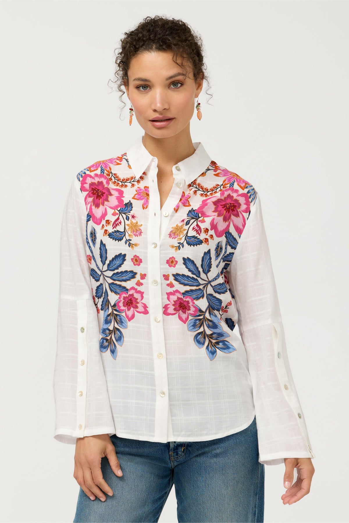 BUTTON DETAIL SHIRT - Johnny Was Popular